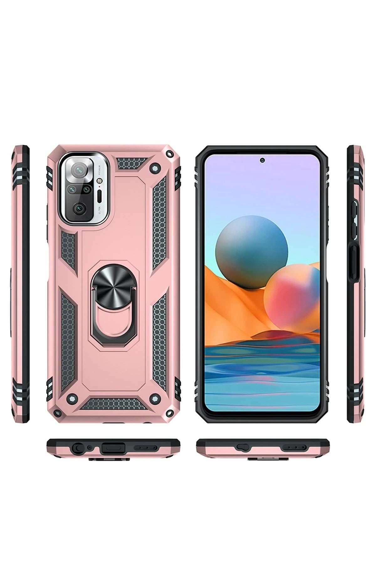 Mey İthalat® Redmi Note 10 Pro Kılıf Sofya Yüzüklü Silikon Kapak - Rose