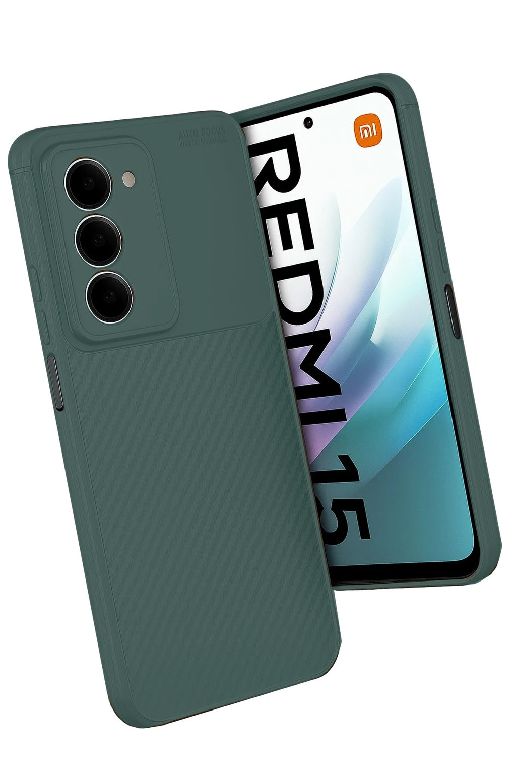 Mey İthalat® Redmi 15 4G Auto Focus Karbon Kapak - Koyu Yeşil