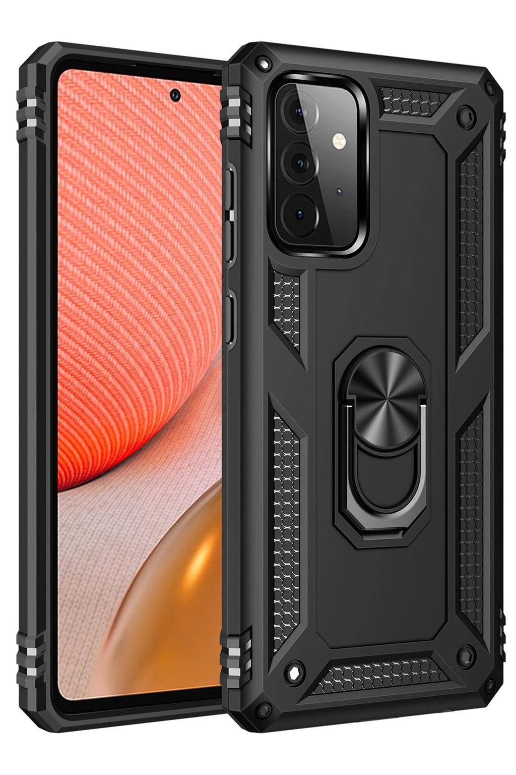 Mey İthalat® Samsung Galaxy A72 Kılıf Sofya Yüzüklü Silikon Kapak - Siyah