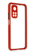 Mey İthalat® Mi 10T Pro Kılıf Miami Şeffaf Silikon - Kırmızı