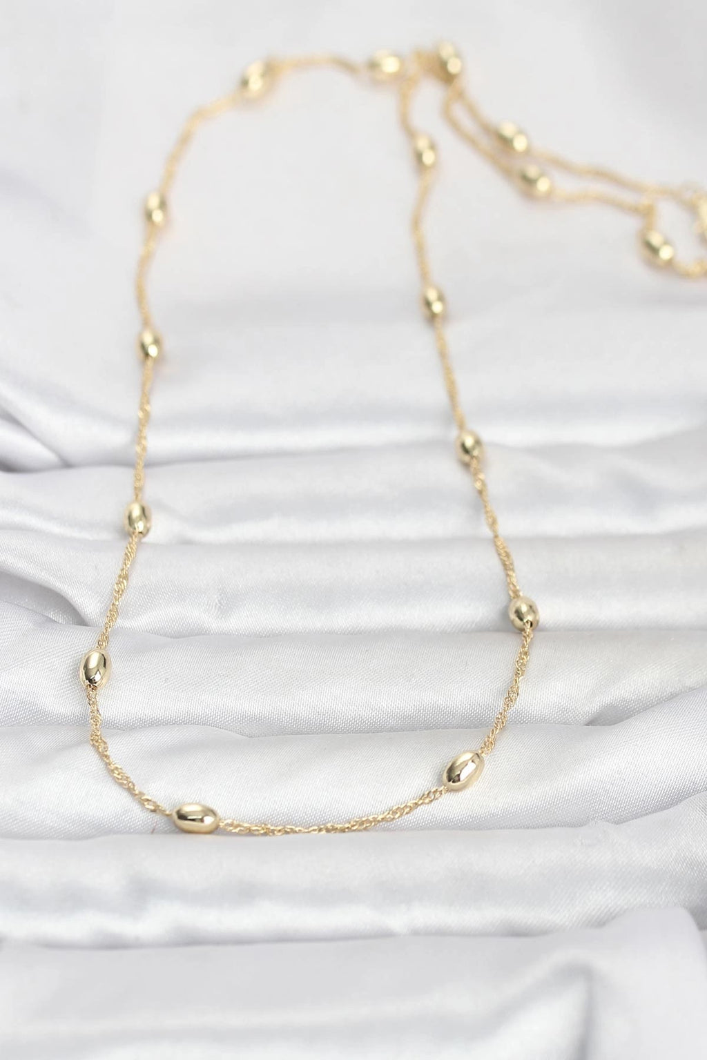 Mey İthalat® CM 14K Gold Renk Topçuklu Burgu Zincir Model 60 cm Kadın Kolye