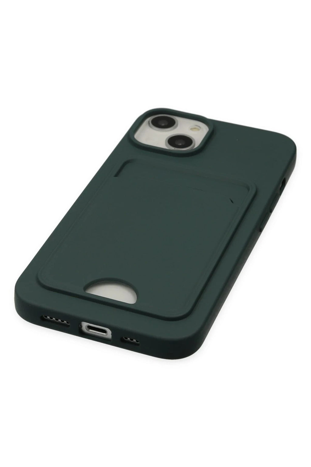 Mey İthalat® iPhone 14 Plus Kılıf Kelvin Kartvizitli Silikon - Koyu Yeşil