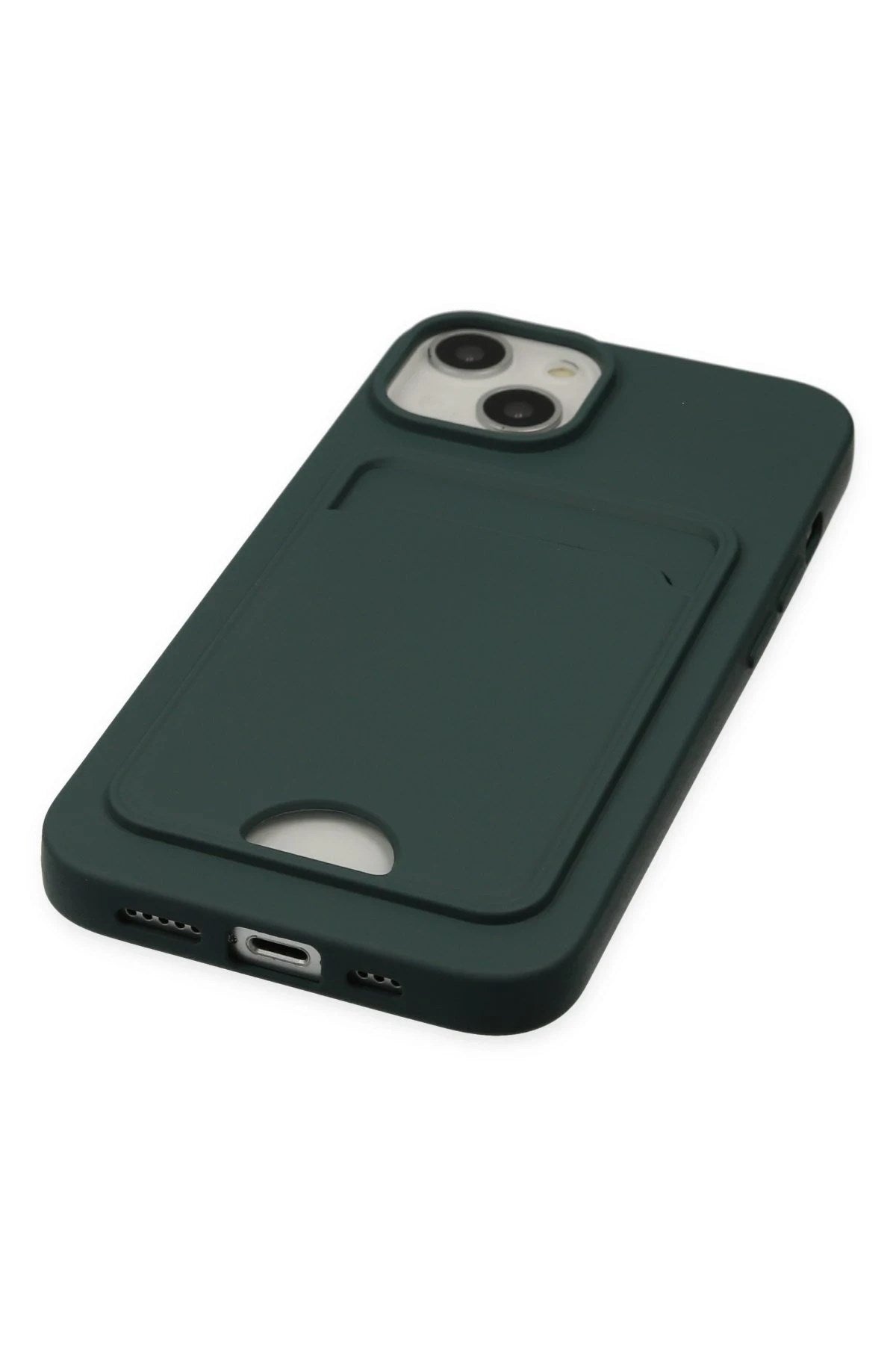 Mey İthalat® iPhone 14 Plus Kılıf Kelvin Kartvizitli Silikon - Koyu Yeşil