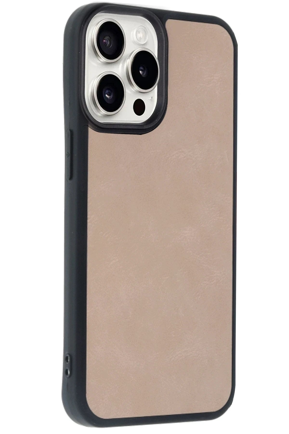 Mey İthalat® iPhone 14 Pro Max Kılıf Aras Deri Kapak - Pudra