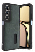 Mey İthalat® Realme C65 Sara Kartvizitli Deri Kılıf - Yeşil