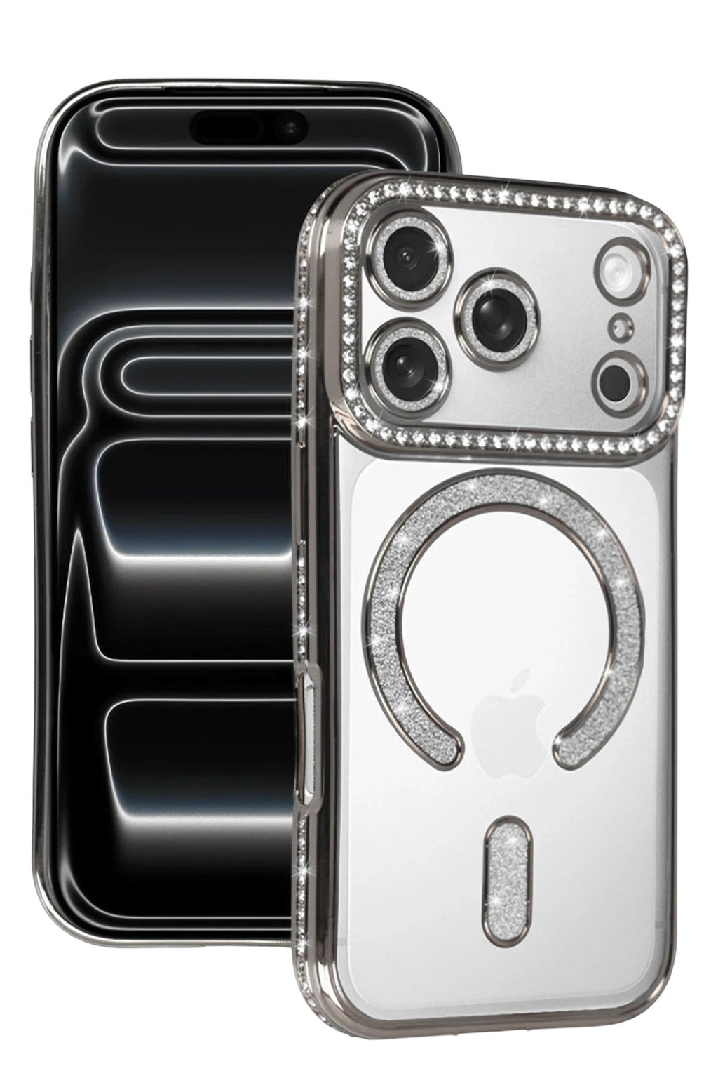 Mey İthalat® iPhone 17 Pro Joke Simli Magneticsafe Kılıf - Gümüş