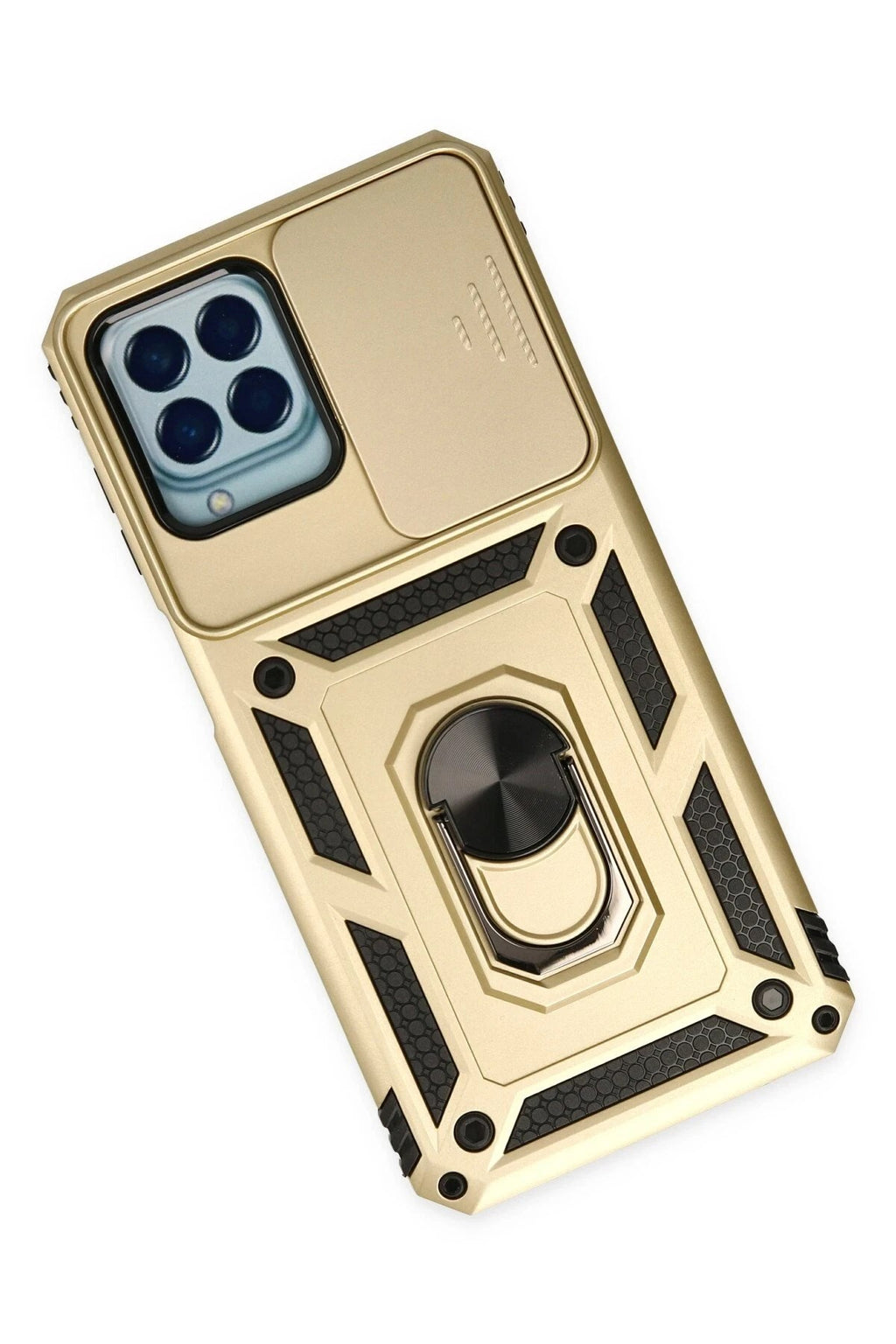 Mey İthalat® Samsung Galaxy M33 Kılıf Pars Lens Yüzüklü Silikon - Gold