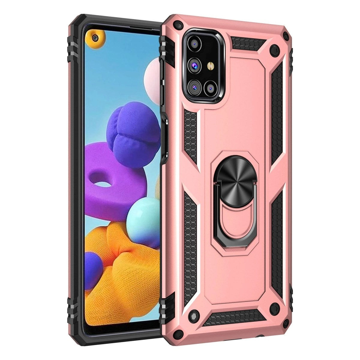 Mey İthalat® Samsung Galaxy M31S Kılıf Sofya Yüzüklü Silikon Kapak - Rose