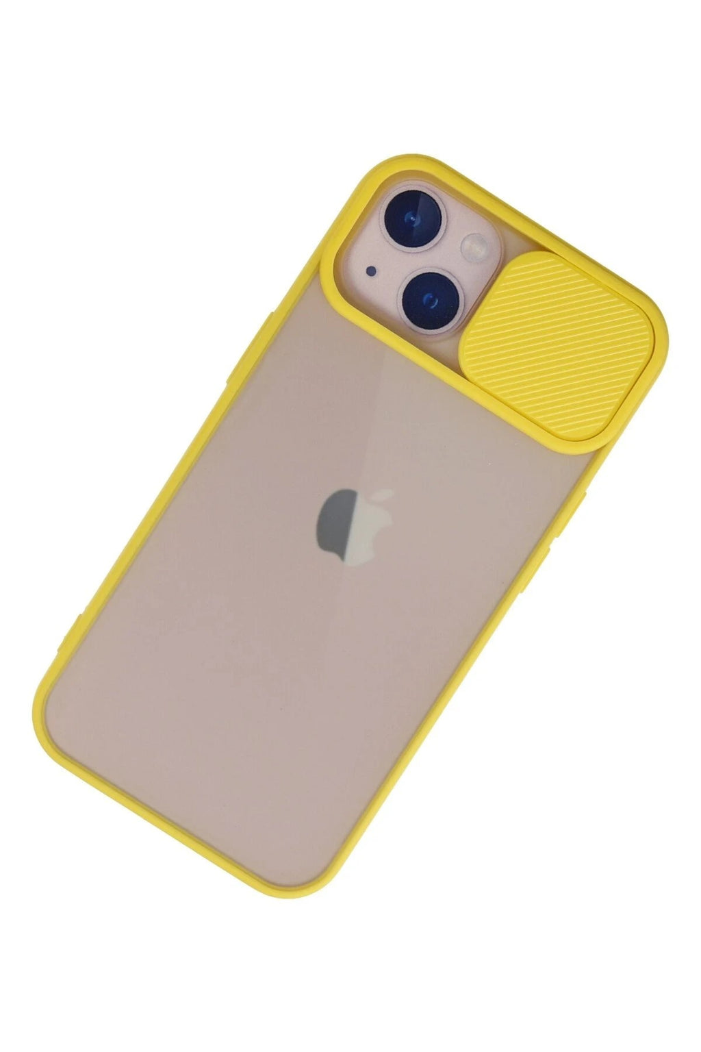 Mey İthalat® iPhone 13 Kılıf Palm Buzlu Kamera Sürgülü Silikon - Sarı