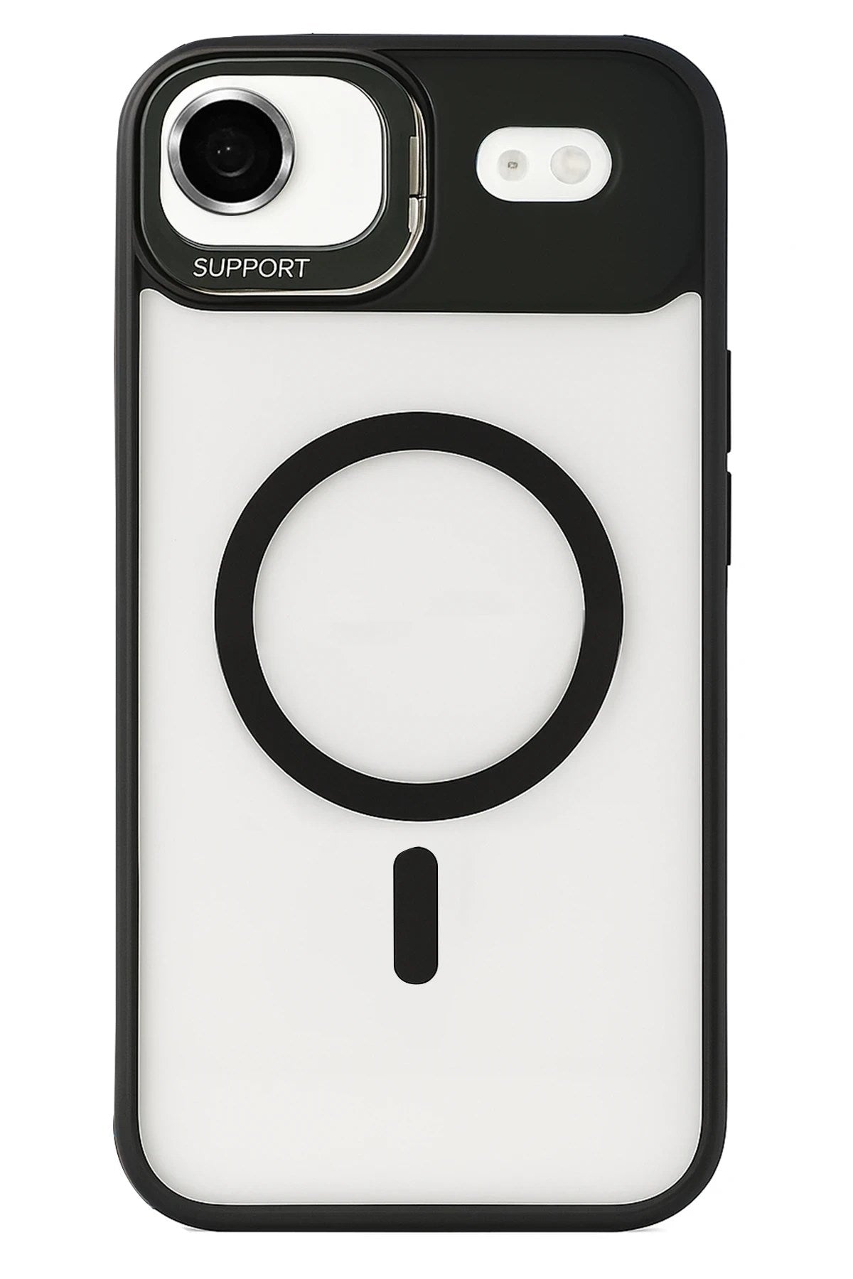 Mey İthalat® iPhone 17 Air Remim Lensli Magsafe Standlı Kapak - Siyah