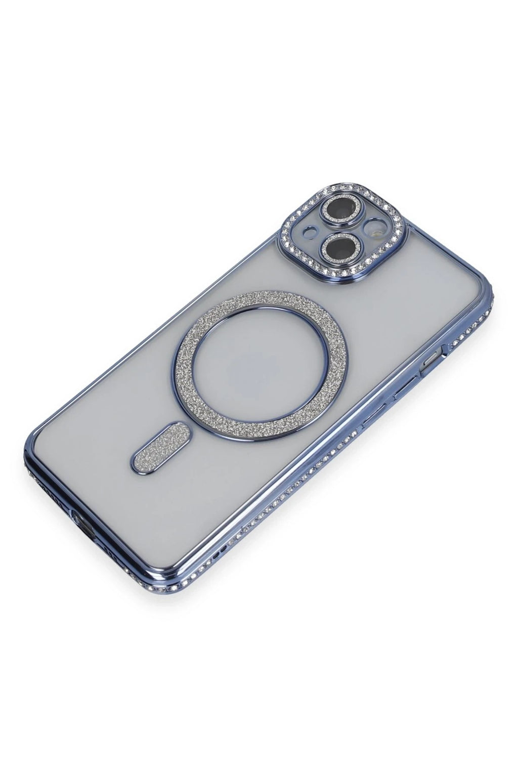 Mey İthalat® iPhone 14 Kılıf Joke Simli Magneticsafe Kılıf - Mavi