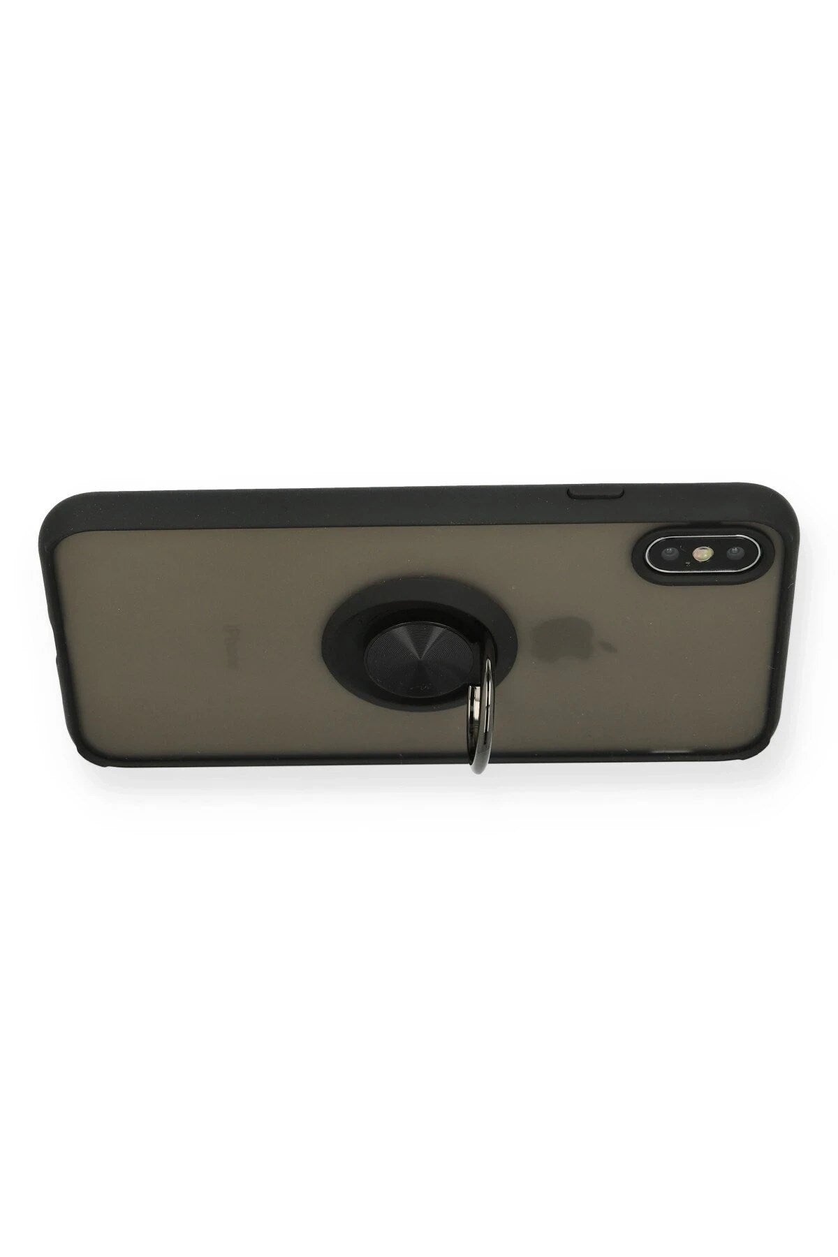 Mey İthalat® iPhone XS Max Kılıf Montreal Yüzüklü Silikon Kapak - Siyah