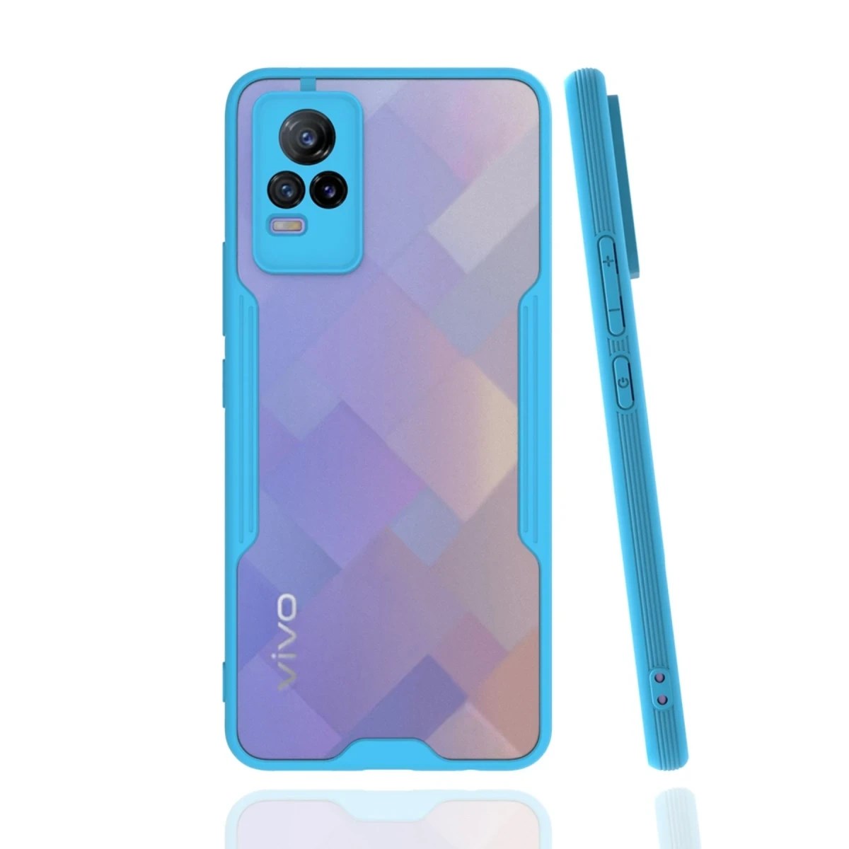 Mey İthalat® Vivo V21e Kılıf Platin Silikon - Mavi
