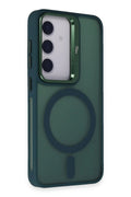 Mey İthalat® Samsung Galaxy S24 Flet Lens Magsafe Kapak - Koyu Yeşil
