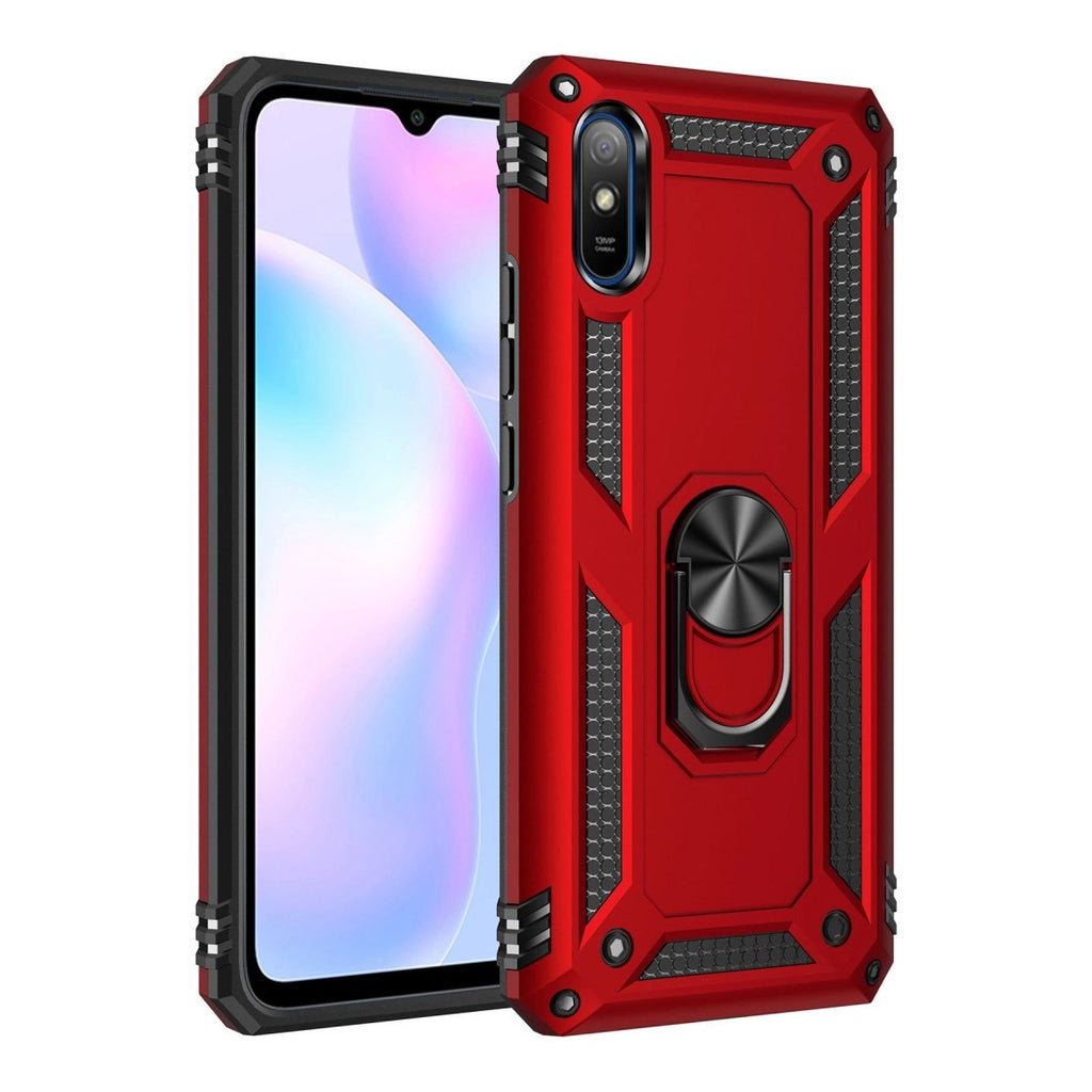 Mey İthalat® Redmi 9A Kılıf Sofya Yüzüklü Silikon Kapak - Kırmızı