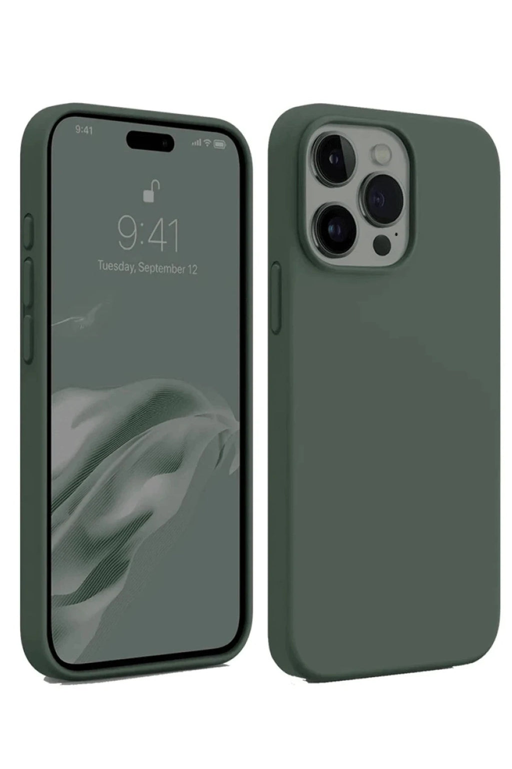 Mey İthalat® iPhone 15 Pro Kılıf First Silikon - Koyu Yeşil