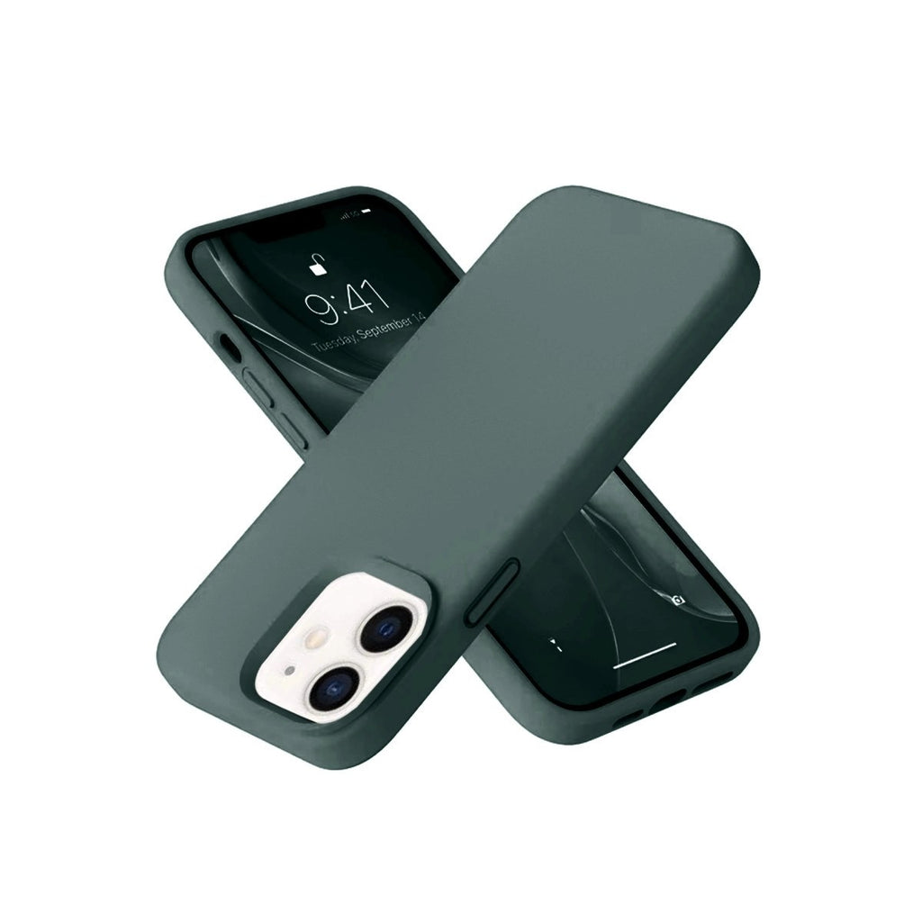 Mey İthalat® iPhone 12 Kılıf Nano içi Kadife Silikon - Koyu Yeşil