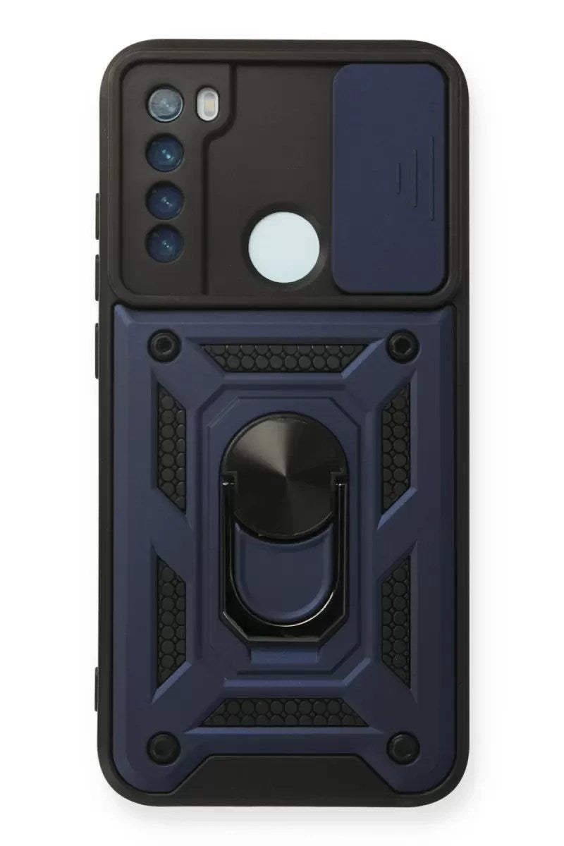 Mey İthalat® Redmi Note 8 Kılıf Pars Lens Yüzüklü Silikon - Lacivert