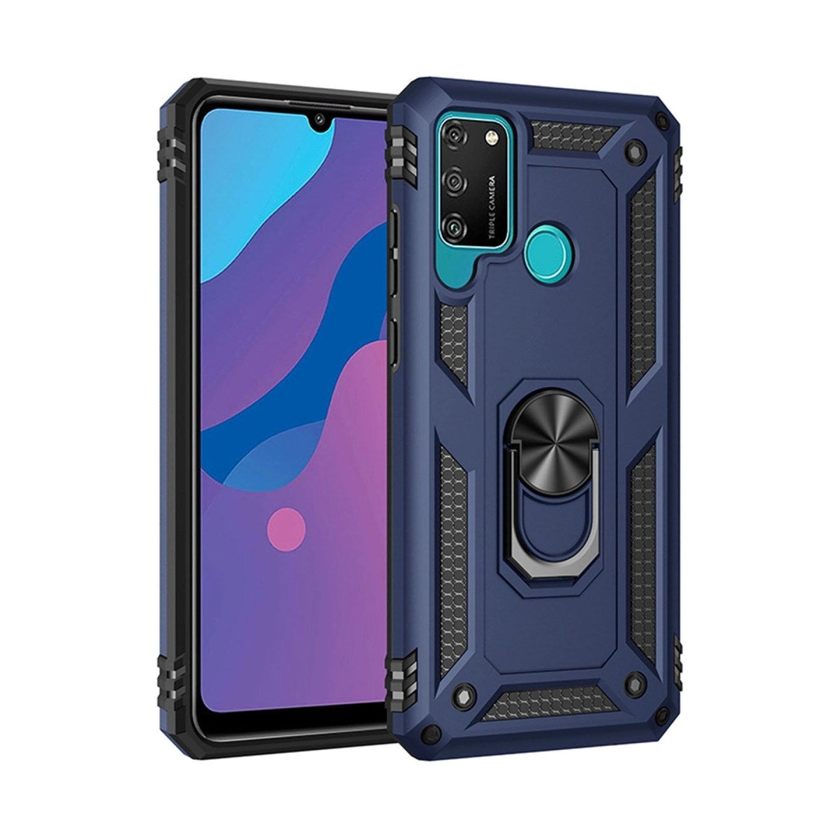 Mey İthalat® Huawei Y6P Kılıf Sofya Yüzüklü Silikon Kapak - Lacivert