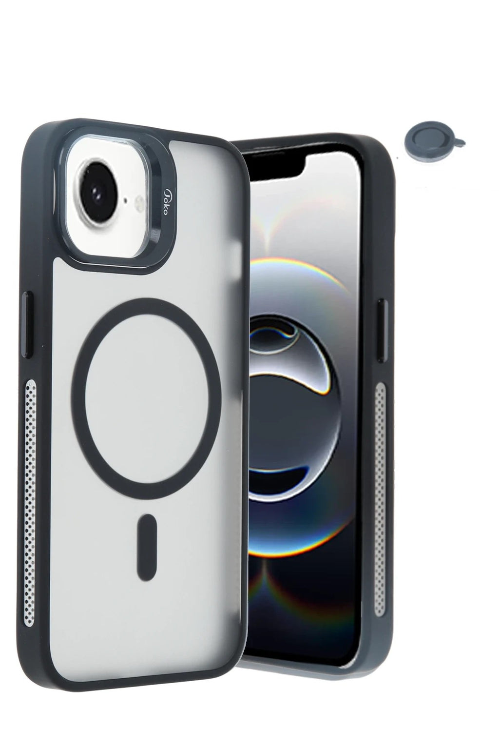 Mey İthalat® iPhone 16E Flet Lens Magsafe Kapak - Siyah