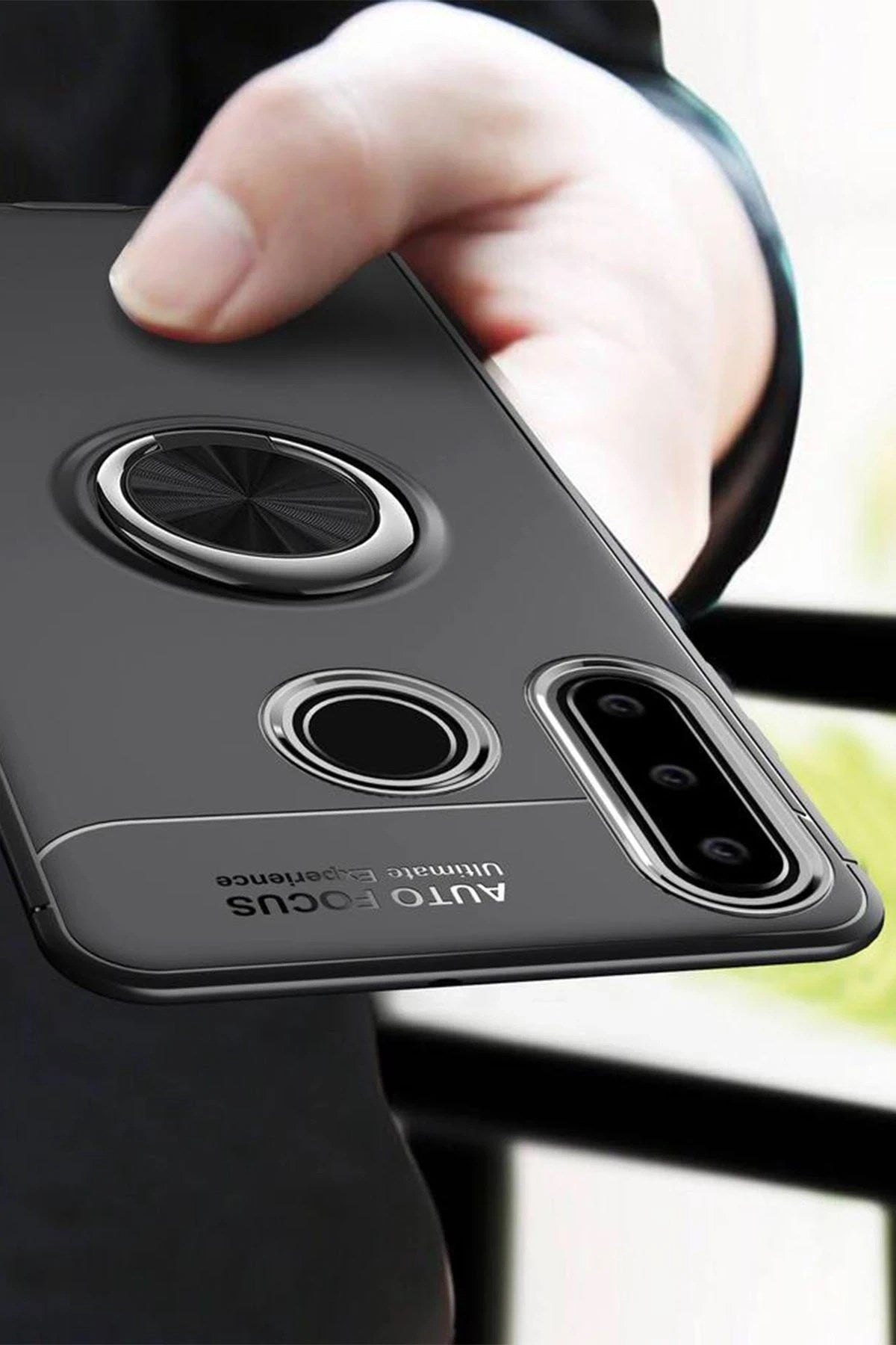Mey İthalat® Huawei Y6P Kılıf Range Yüzüklü Silikon - Siyah