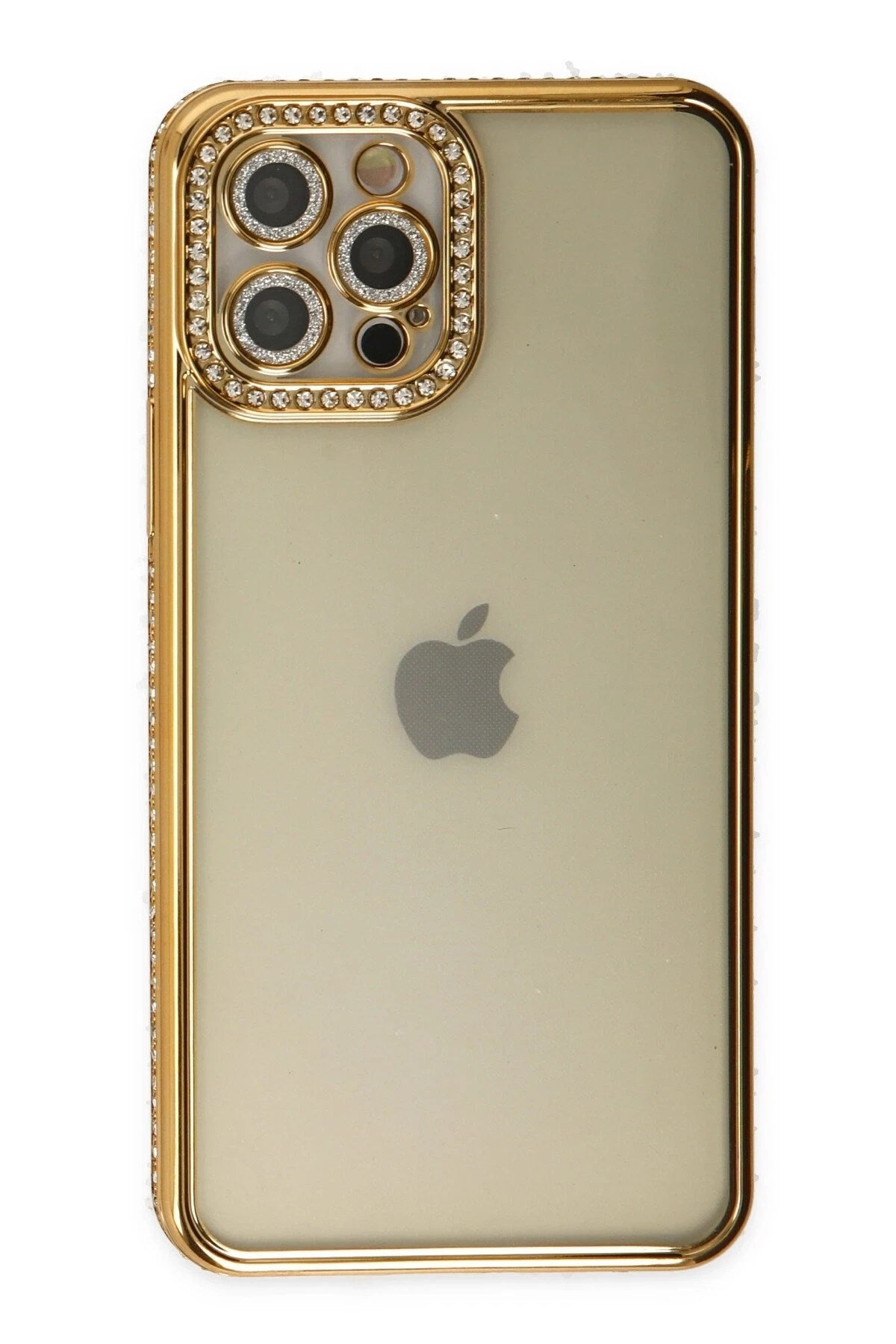 Mey İthalat® iPhone 12 Pro Kılıf Joke Taşlı Silikon - Gold