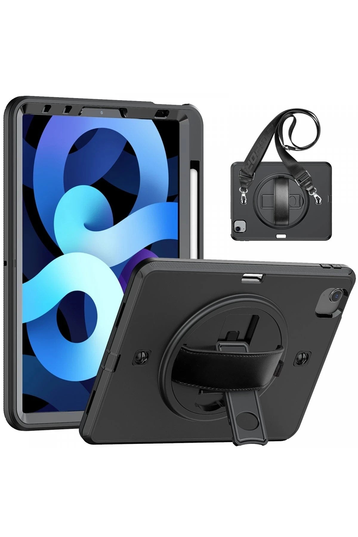 Mey İthalat® iPad Pro 11 (2020) Kılıf Strap-C Otterbox Tablet Kapak - Siyah