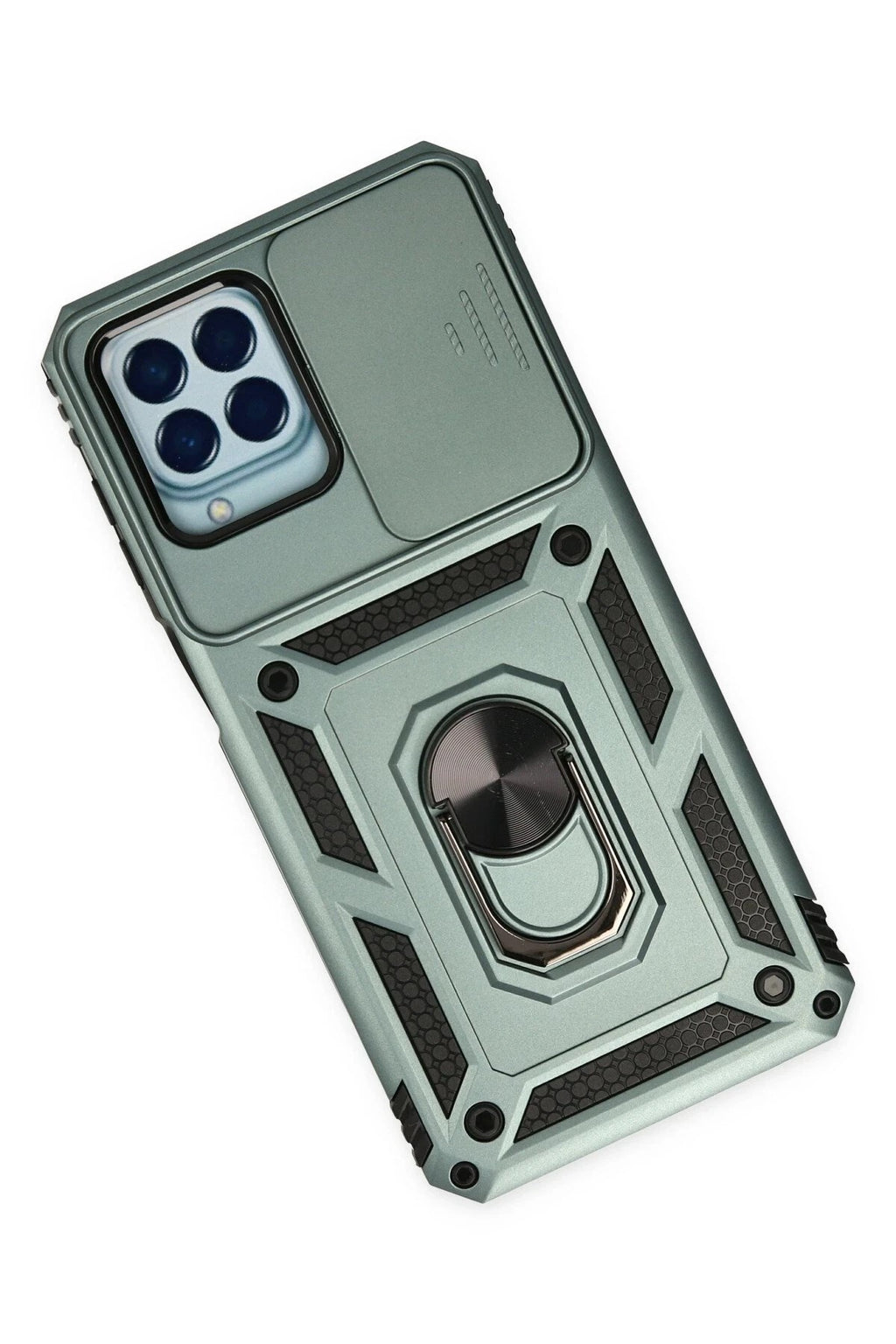 Mey İthalat® Samsung Galaxy M33 Kılıf Pars Lens Yüzüklü Silikon - Yeşil