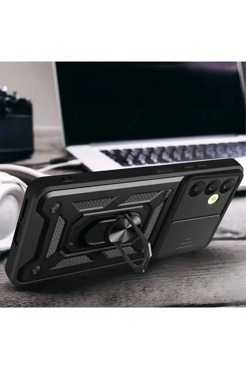 Mey İthalat® Samsung Galaxy S24 FE Pars Lens Yüzüklü Silikon - Siyah