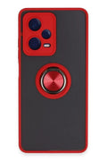 Mey İthalat® Redmi Note 12 Pro 5G Kılıf Montreal Yüzüklü Silikon Kapak - Kırmızı