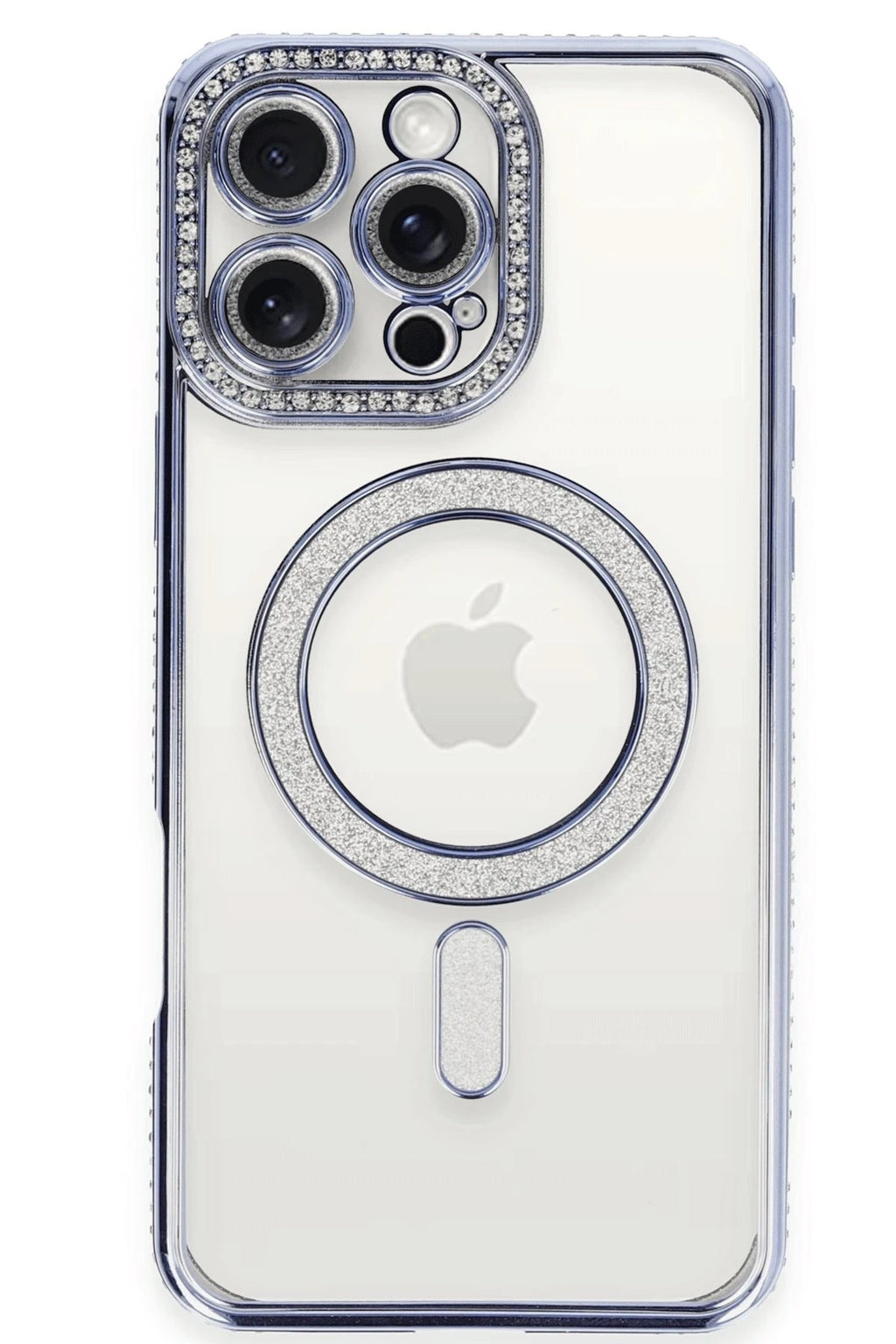 Mey İthalat® iPhone 16 Pro Kılıf Joke Simli Magneticsafe Kılıf - Mavi