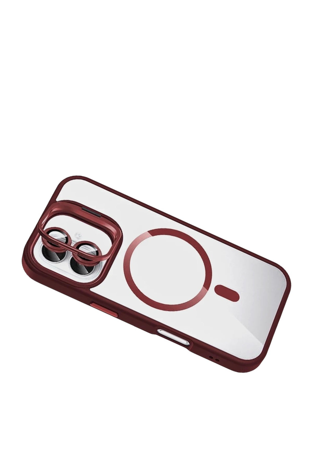 Mey İthalat® iPhone 16 Plus Remim Lensli Magsafe Standlı Kapak - Bordo
