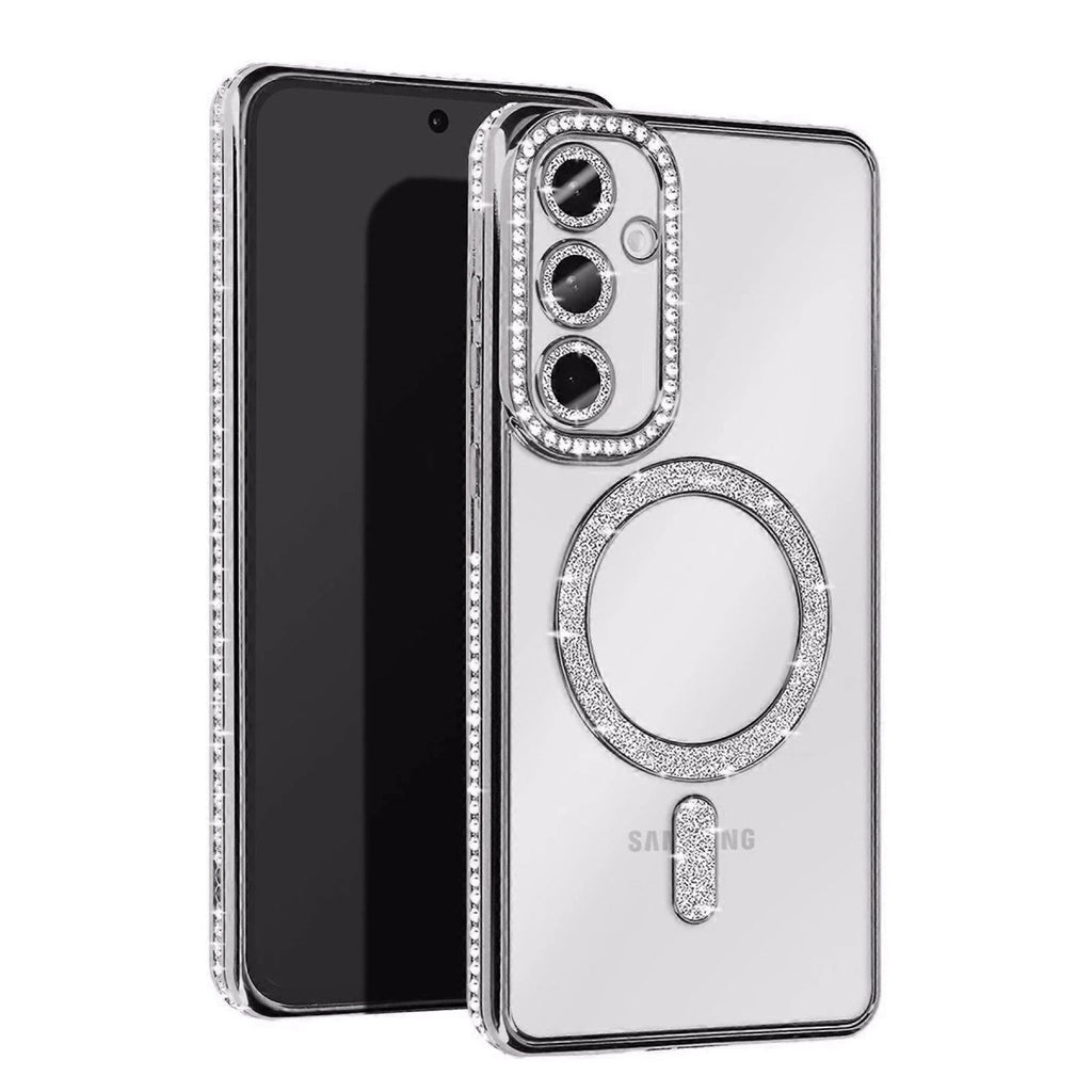 Mey İthalat® Samsung Galaxy S25 Edge Joke Simli Magneticsafe Kılıf - Gümüş