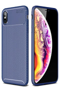 Mey İthalat® iPhone XS Max Kılıf Auto Focus Karbon Kapak - Lacivert