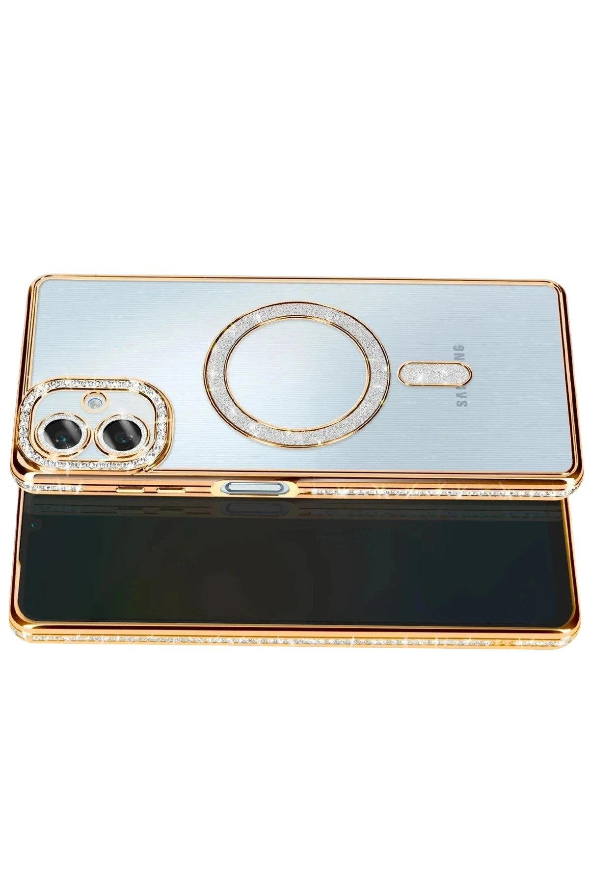 Mey İthalat® Samsung Galaxy A07 4G Joke Simli Magneticsafe Kılıf - Gold