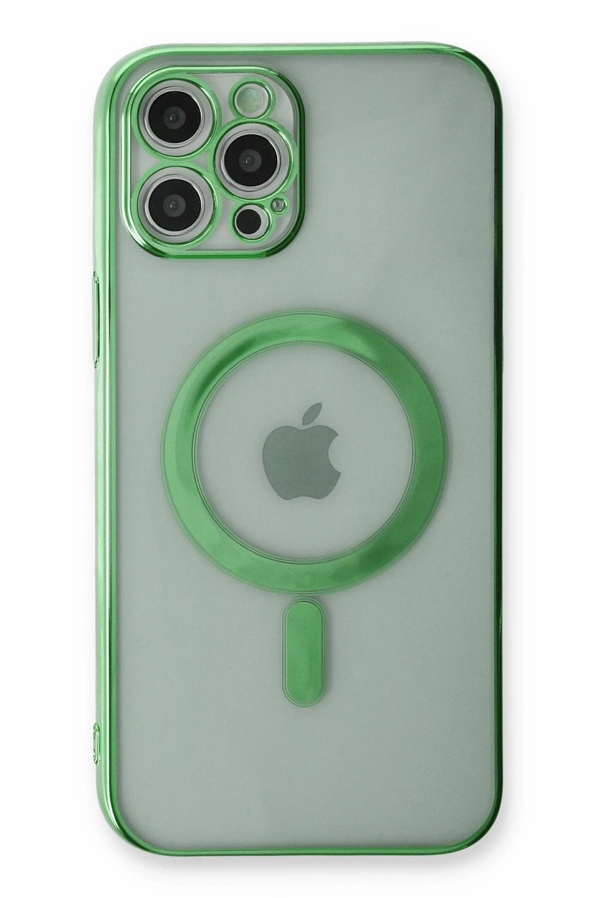 Mey İthalat® iPhone 12 Pro Kılıf Magneticsafe Lazer Silikon - Haki Yeşil