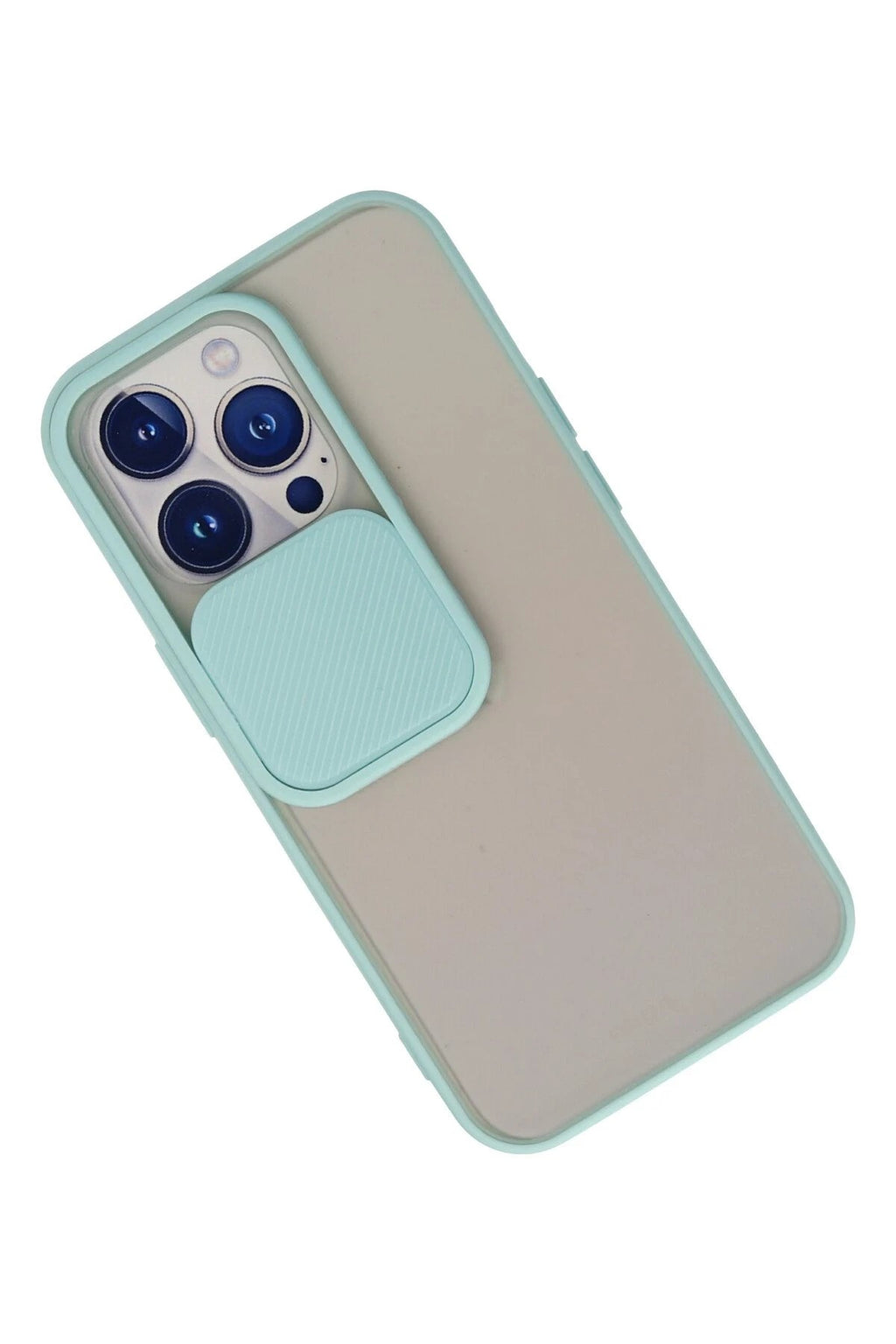 Mey İthalat® iPhone 13 Pro Kılıf Palm Buzlu Kamera Sürgülü Silikon - Turkuaz