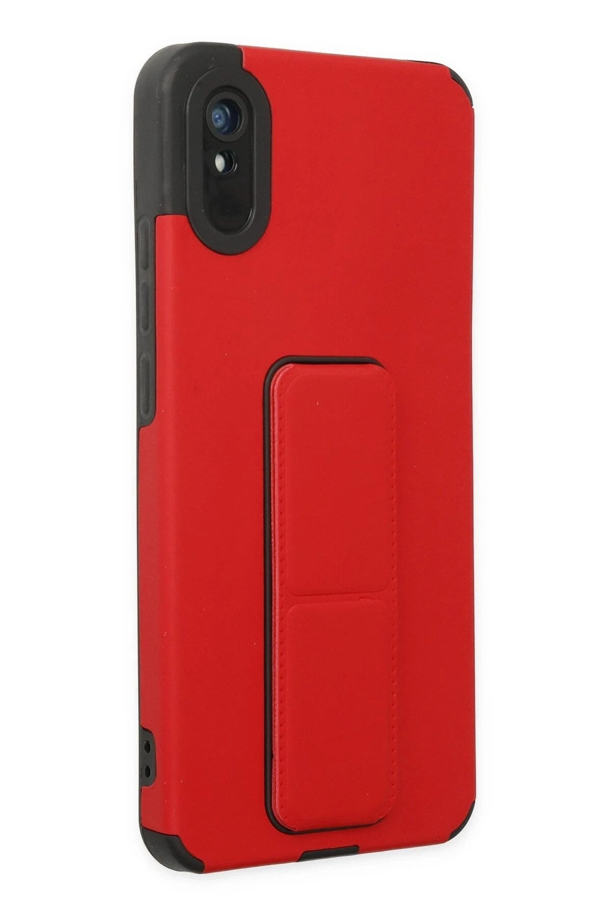 Mey İthalat® Redmi 9A Kılıf Mega Standlı Silikon - Kırmızı