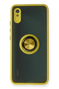 Mey İthalat® Redmi 9A Kılıf Montreal Yüzüklü Silikon Kapak - Sarı