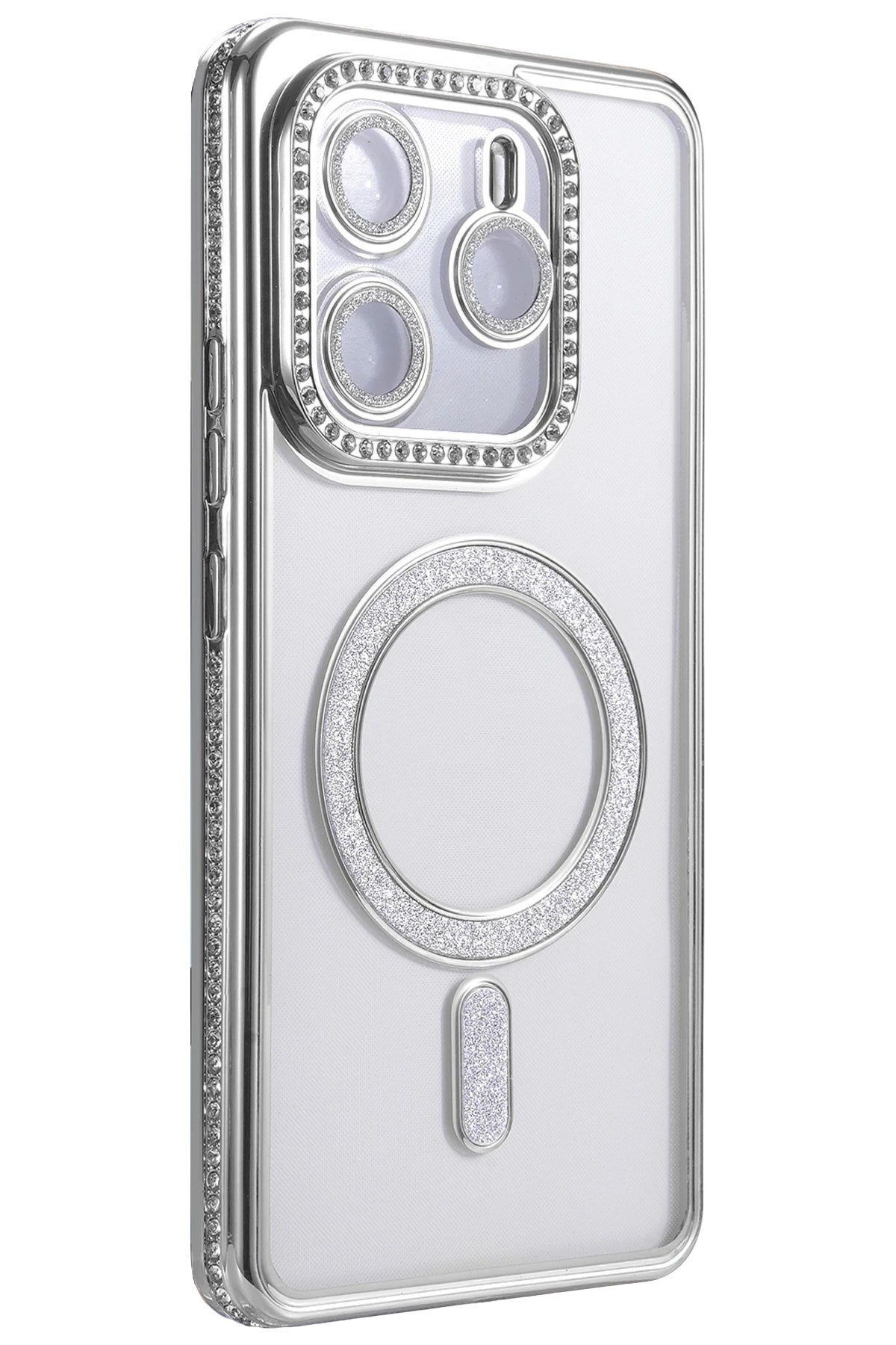 Mey İthalat® Redmi Note 14 4G Joke Simli Magneticsafe Kılıf - Gümüş