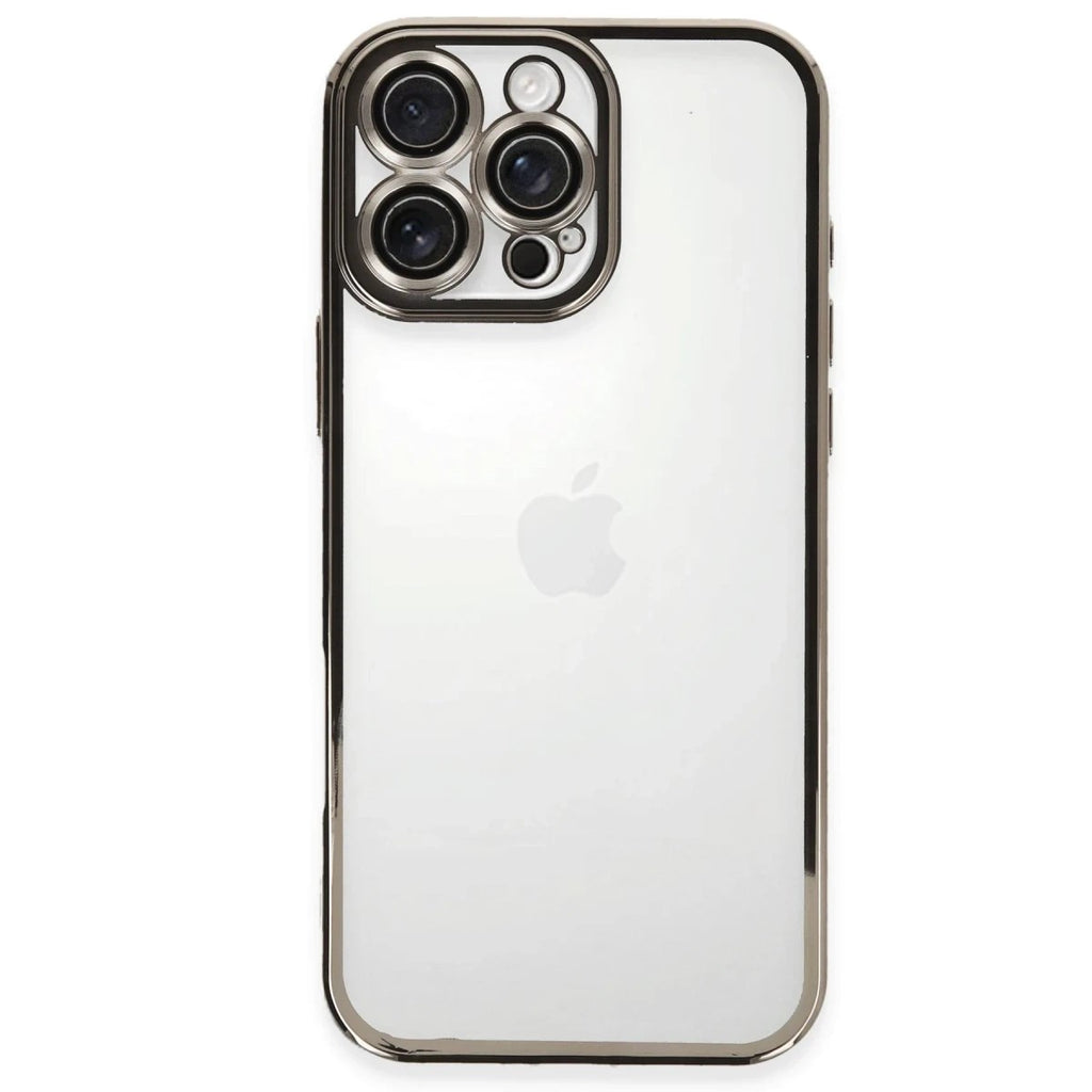 Mey İthalat® iPhone 16 Pro Kılıf Lensli Silikon - Titanyum Gri