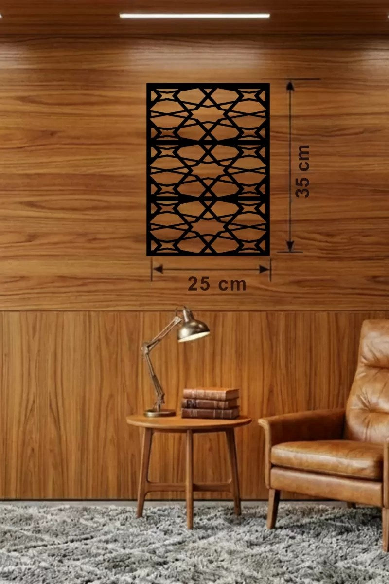 Mey İthalat® Geometrik Soyut Tasarım Ahşap Duvar Tablosu - 25x35 cm Lazer Kesim Modern Pano
