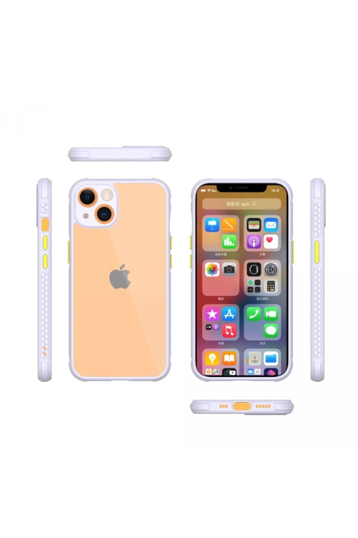 Mey İthalat® iPhone 13 Mini Kılıf Miami Şeffaf Silikon - Lila