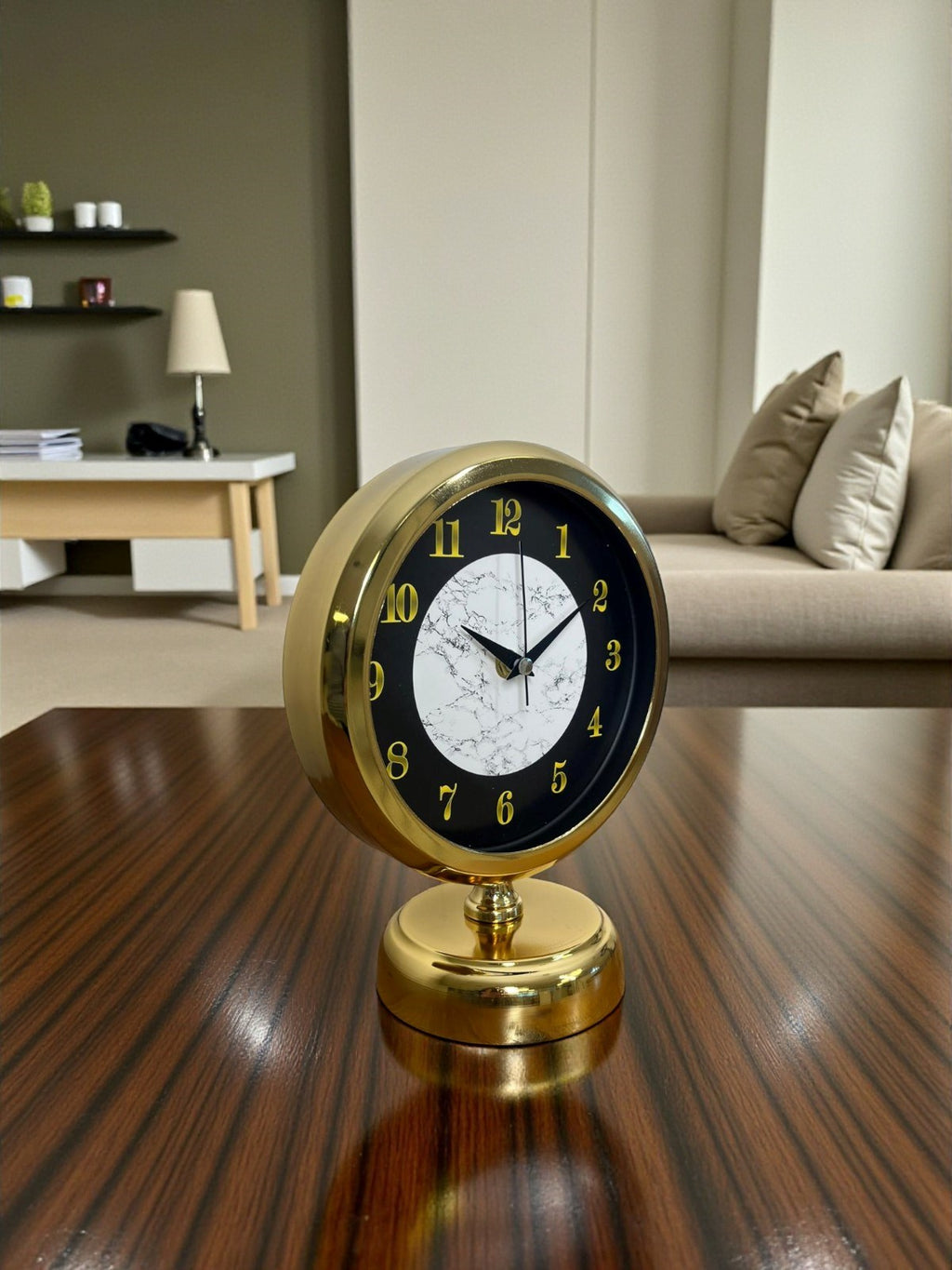 Mermer Işıltısı Gold 25 x 20 Cm Metal Masa Saati