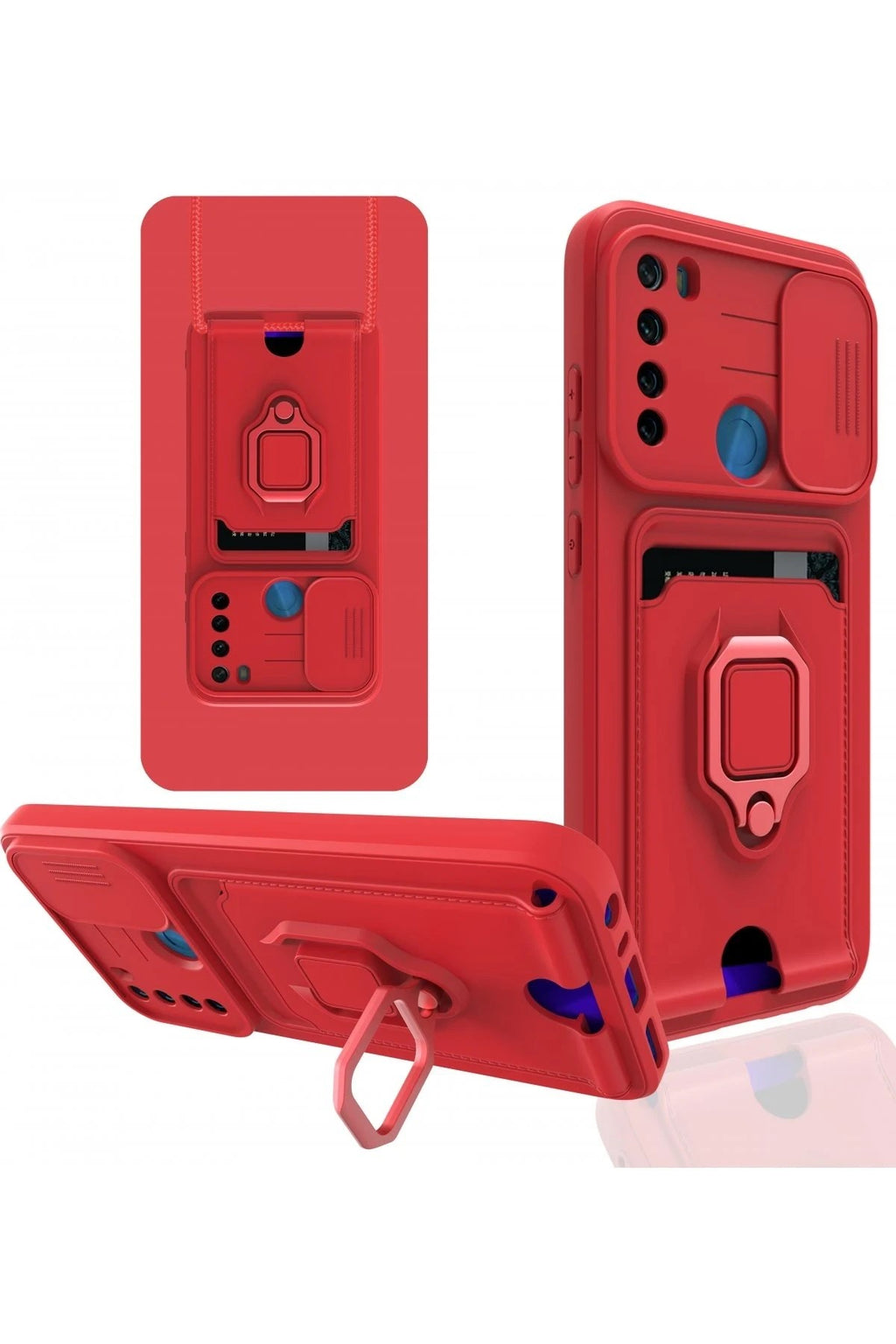 Mey İthalat® Redmi Note 8 Kılıf Zuma Kartvizitli Yüzüklü Silikon - Kırmızı
