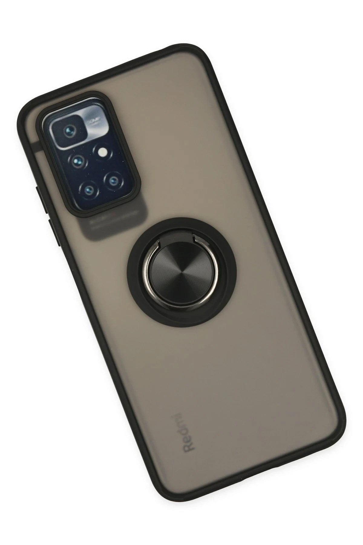 Mey İthalat® Redmi 10 2022 Kılıf Montreal Yüzüklü Silikon Kapak - Siyah