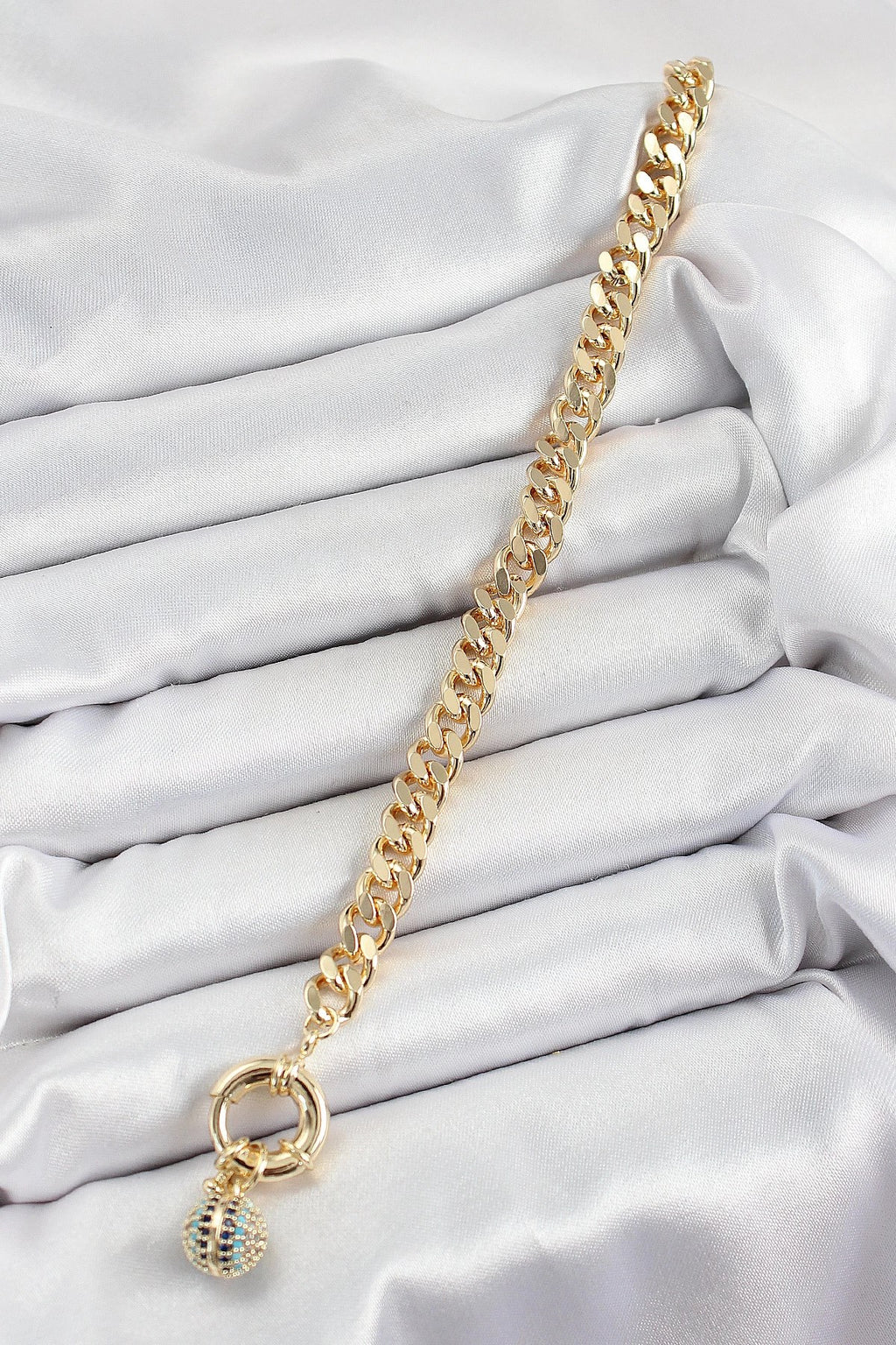 Mey İthalat® Pirinç Nazar Model Zirkon Taşlı Gold Renk VİP Seri Kadın Bileklik