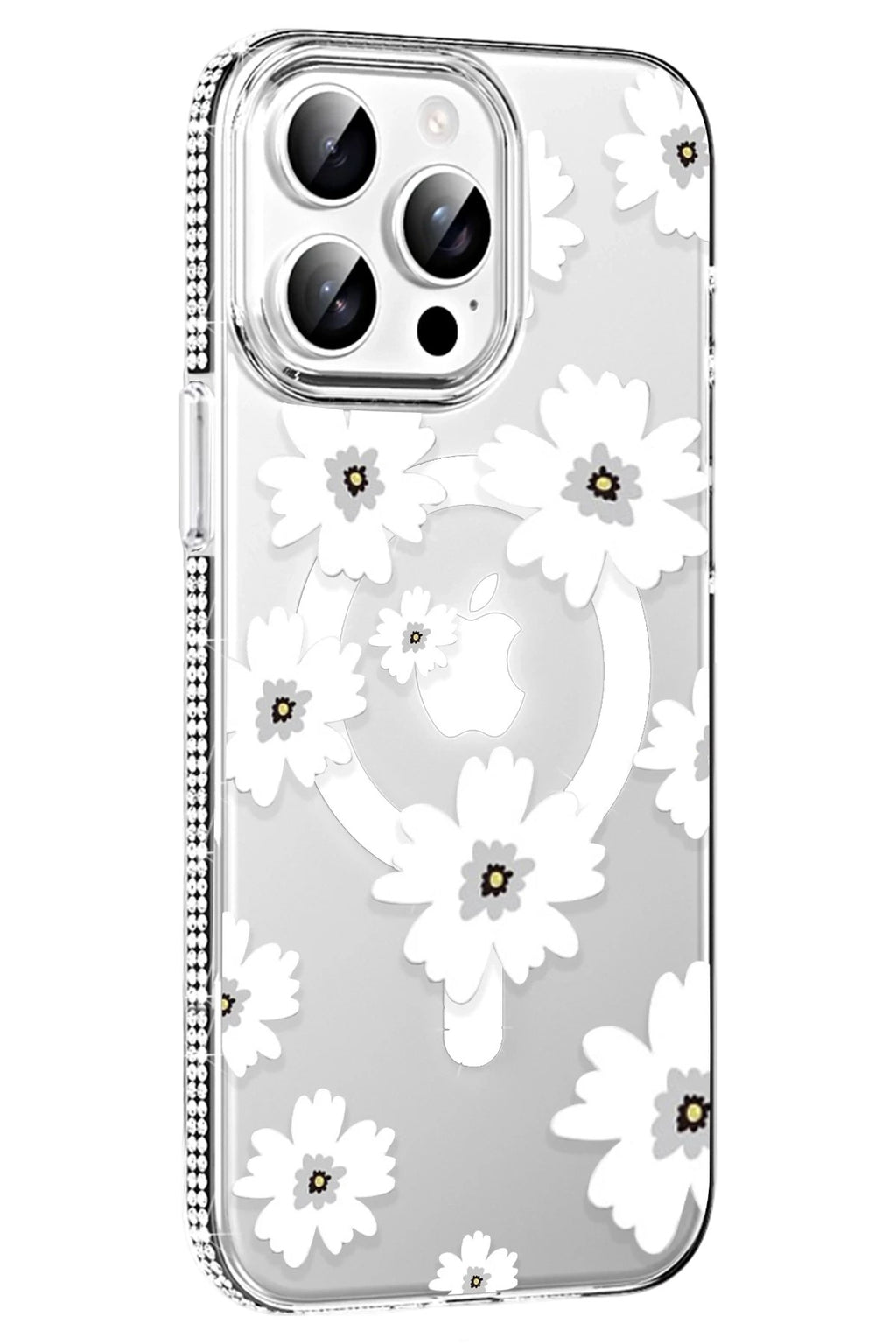 Mey İthalat® iPhone 15 Pro Floral Magsafe Kapak - Beyaz