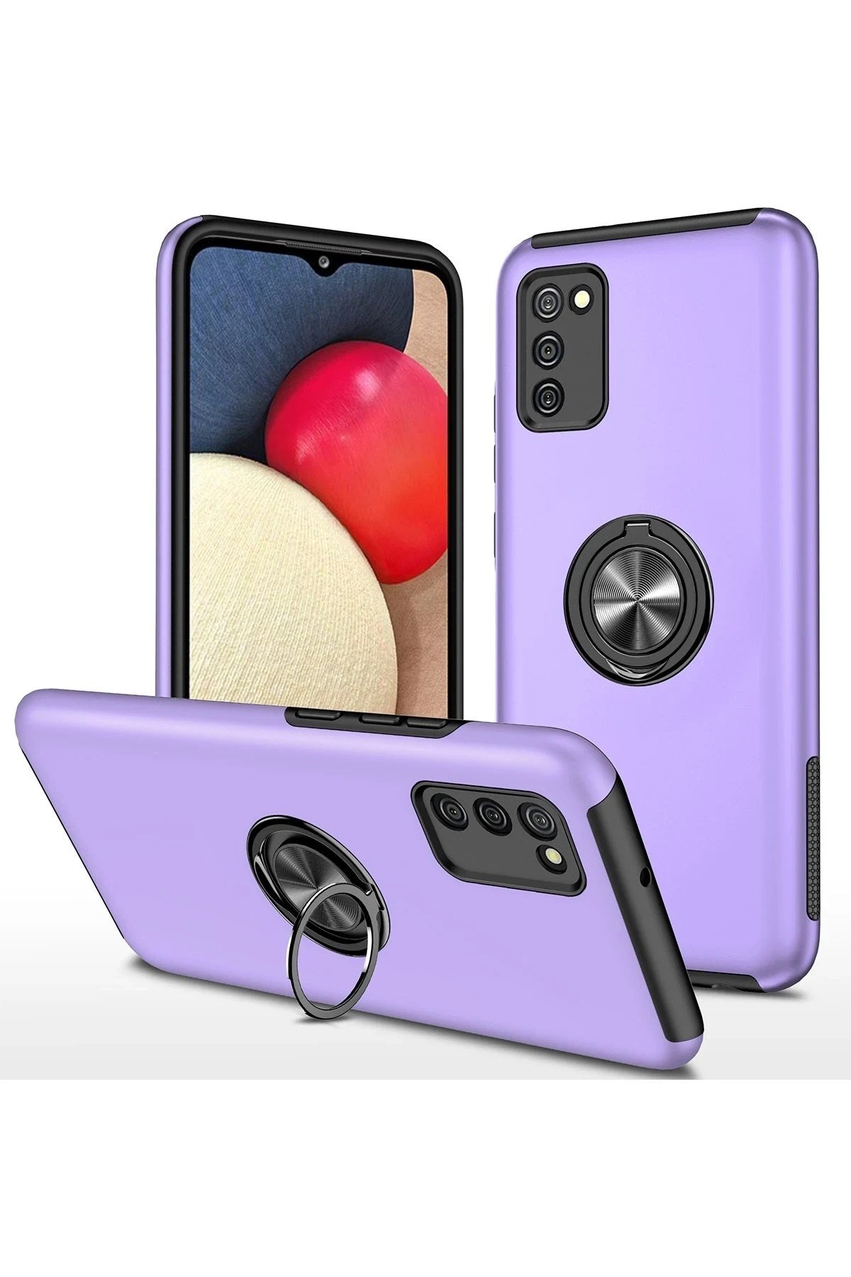 Mey İthalat® Samsung Galaxy A02S Kılıf Elit Yüzüklü Kapak - Mor