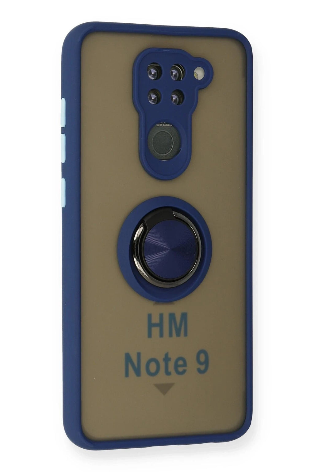 Mey İthalat® Redmi Note 9 Kılıf Montreal Yüzüklü Silikon Kapak - Lacivert